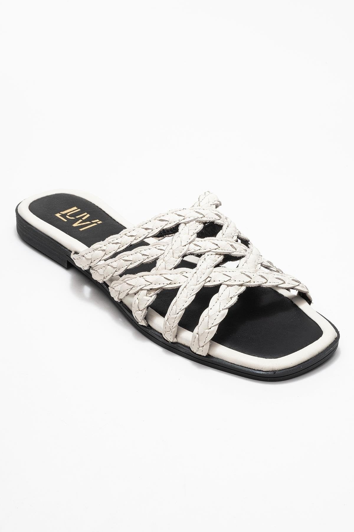 Alisha Light Beige Leather Slide Sandal (Women)