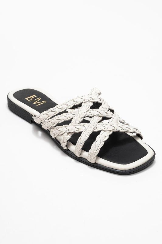 Alisha Light Beige Leather Slide Sandal (Women)