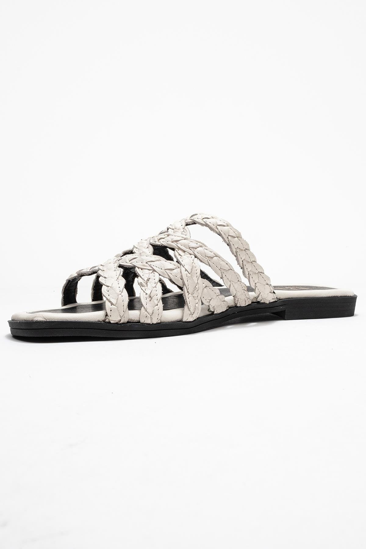 Alisha Light Beige Leather Slide Sandal (Women)