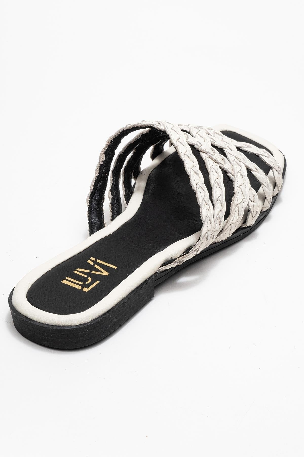 Alisha Light Beige Leather Slide Sandal (Women)