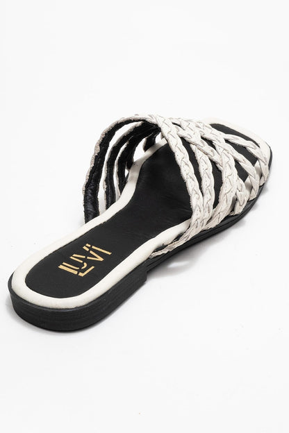 Alisha Light Beige Leather Slide Sandal (Women)