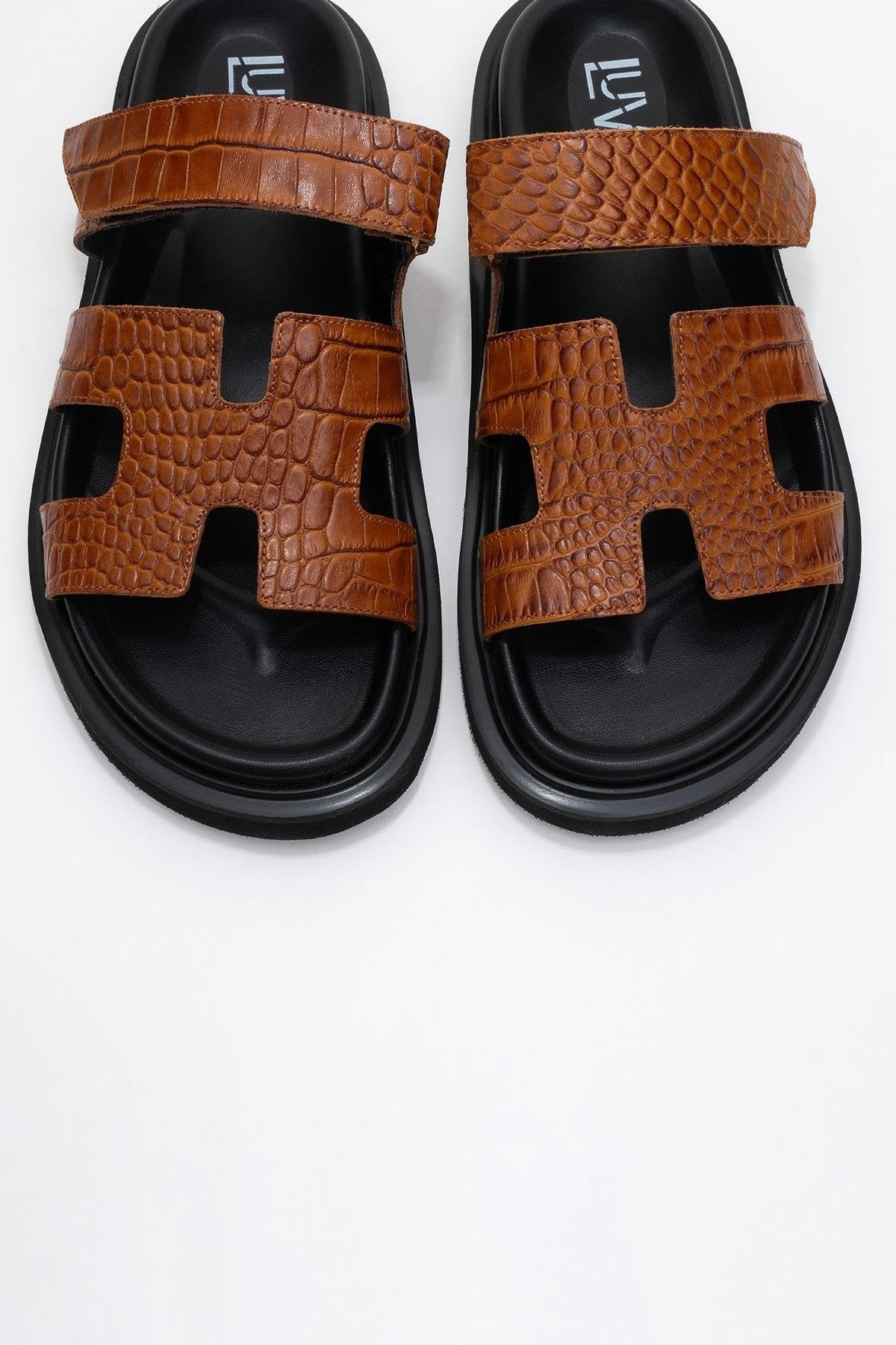 Loana Cognac Brown Leather Slide Sandal (Women)