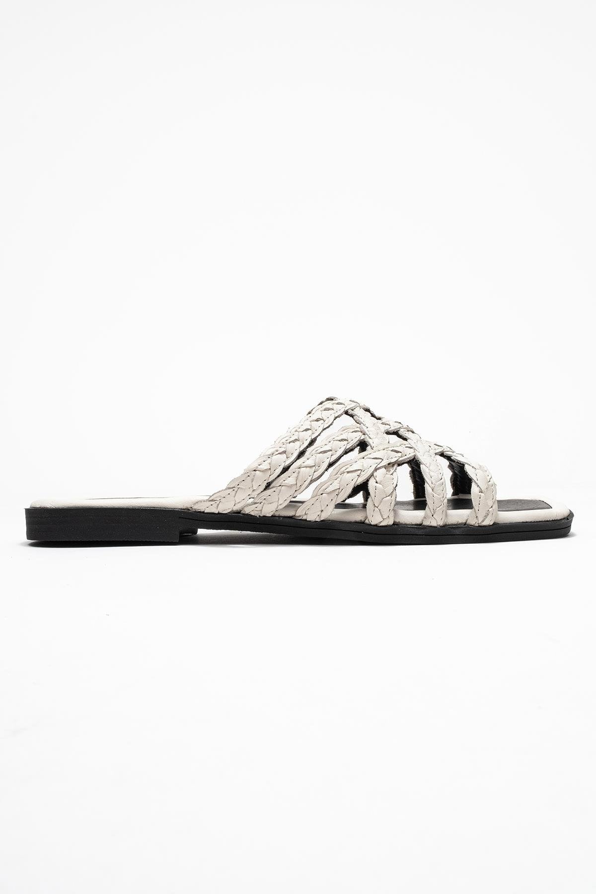 Alisha Light Beige Leather Slide Sandal (Women)