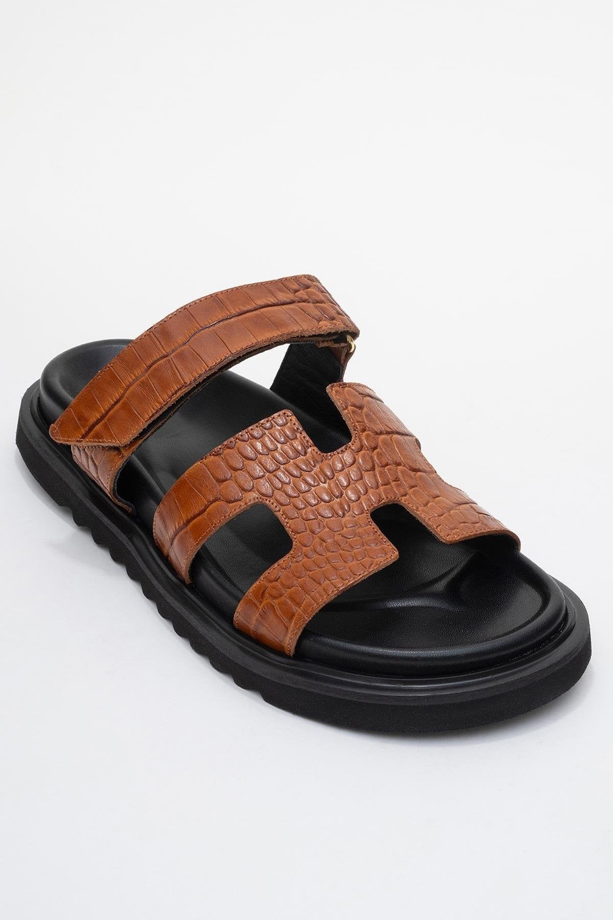 Loana Cognac Brown Leather Slide Sandal (Women)