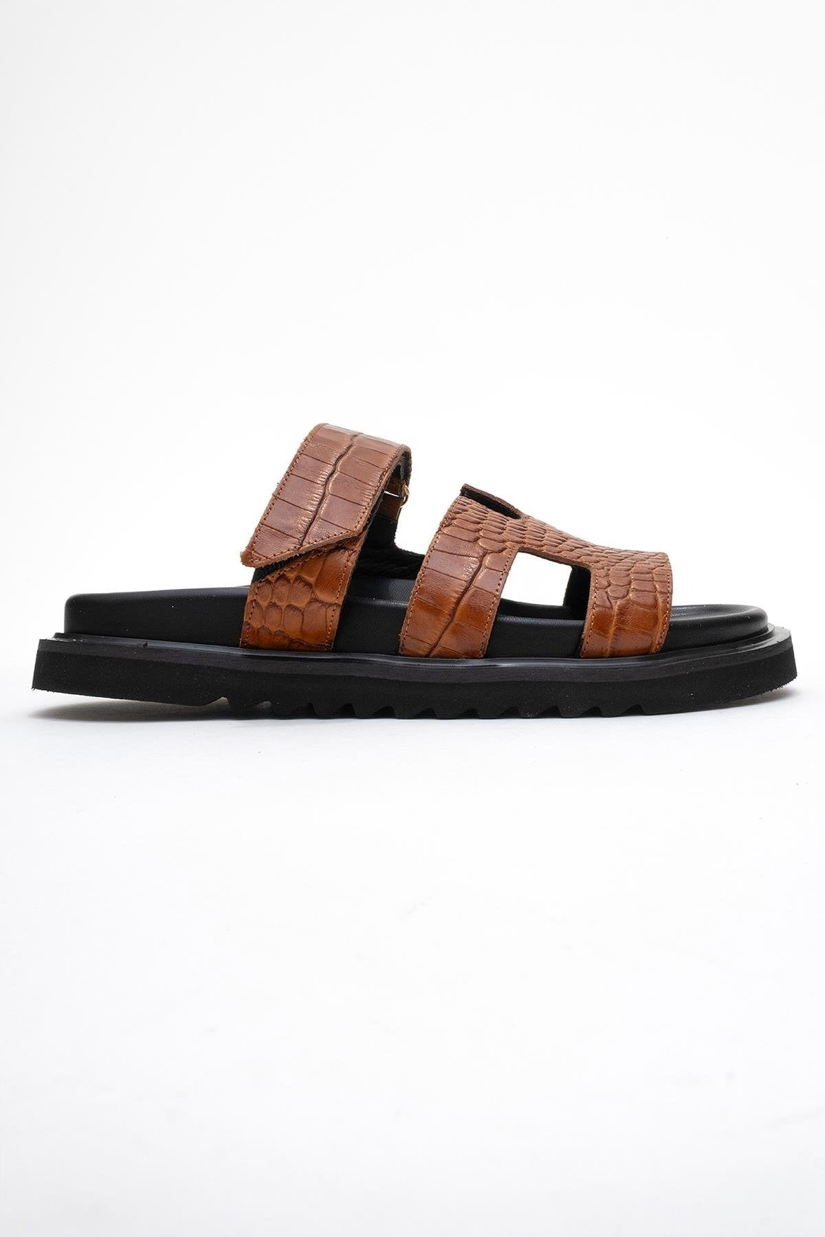 Loana Cognac Brown Leather Slide Sandal (Women)