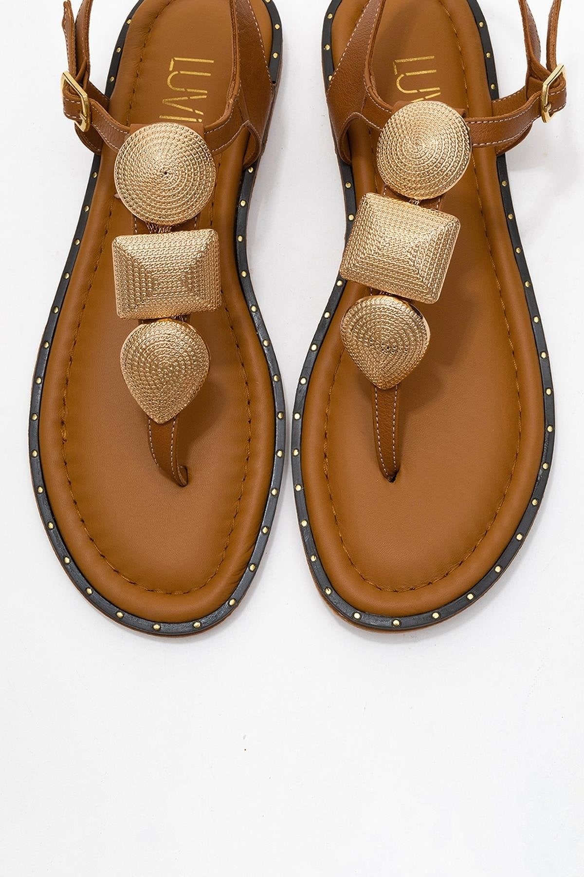 Giulia - Cognac Brown Leather Flat Sandal (Women)