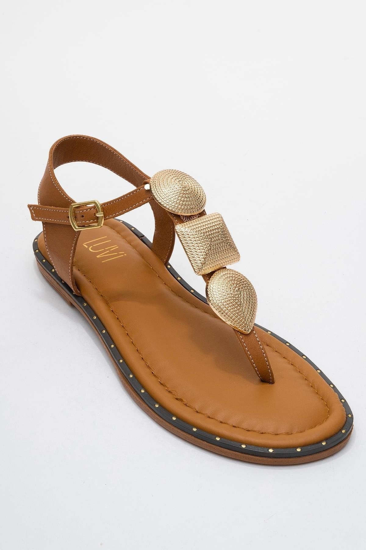 Giulia - Cognac Brown Leather Flat Sandal (Women)