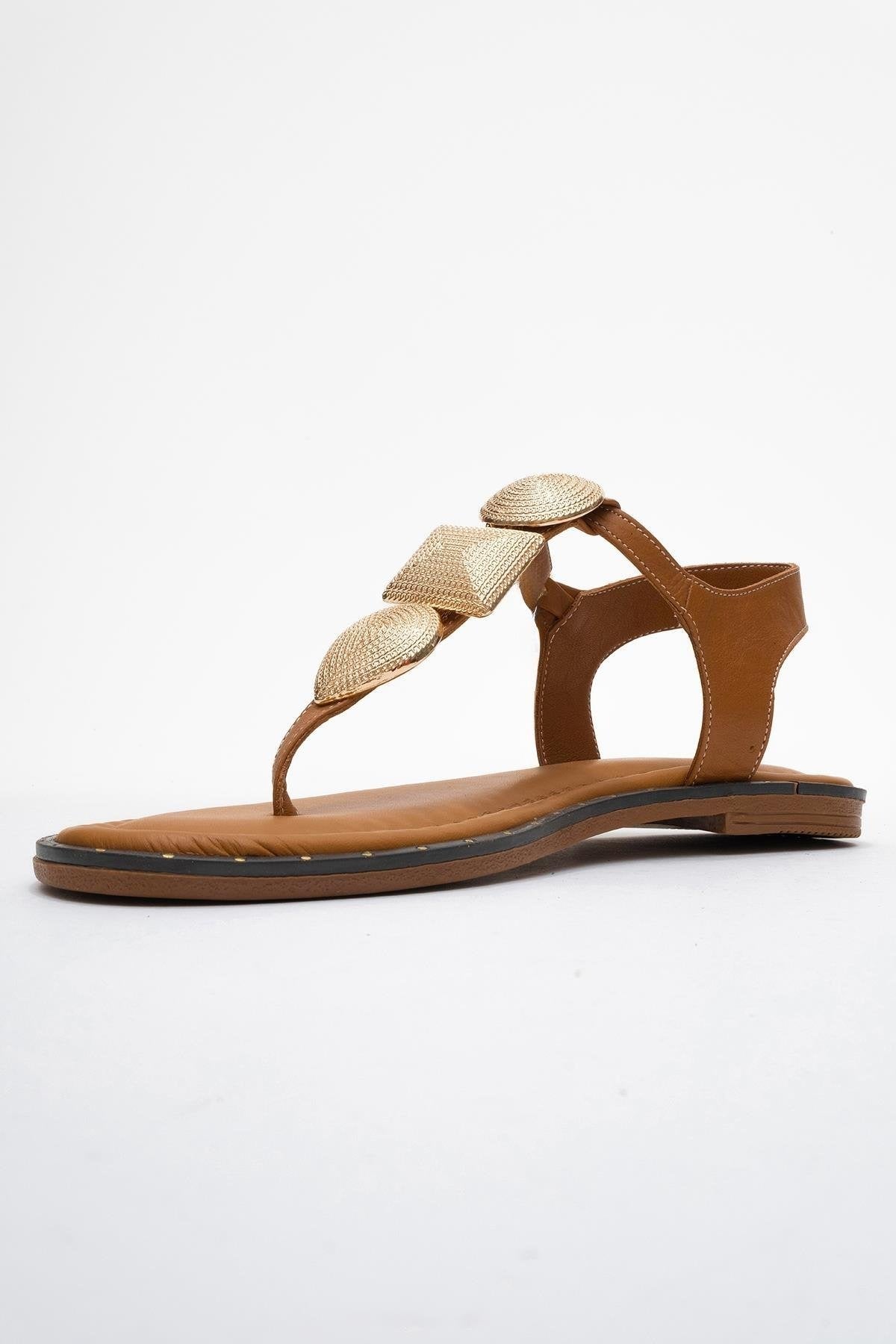 Giulia - Cognac Brown Leather Flat Sandal (Women)