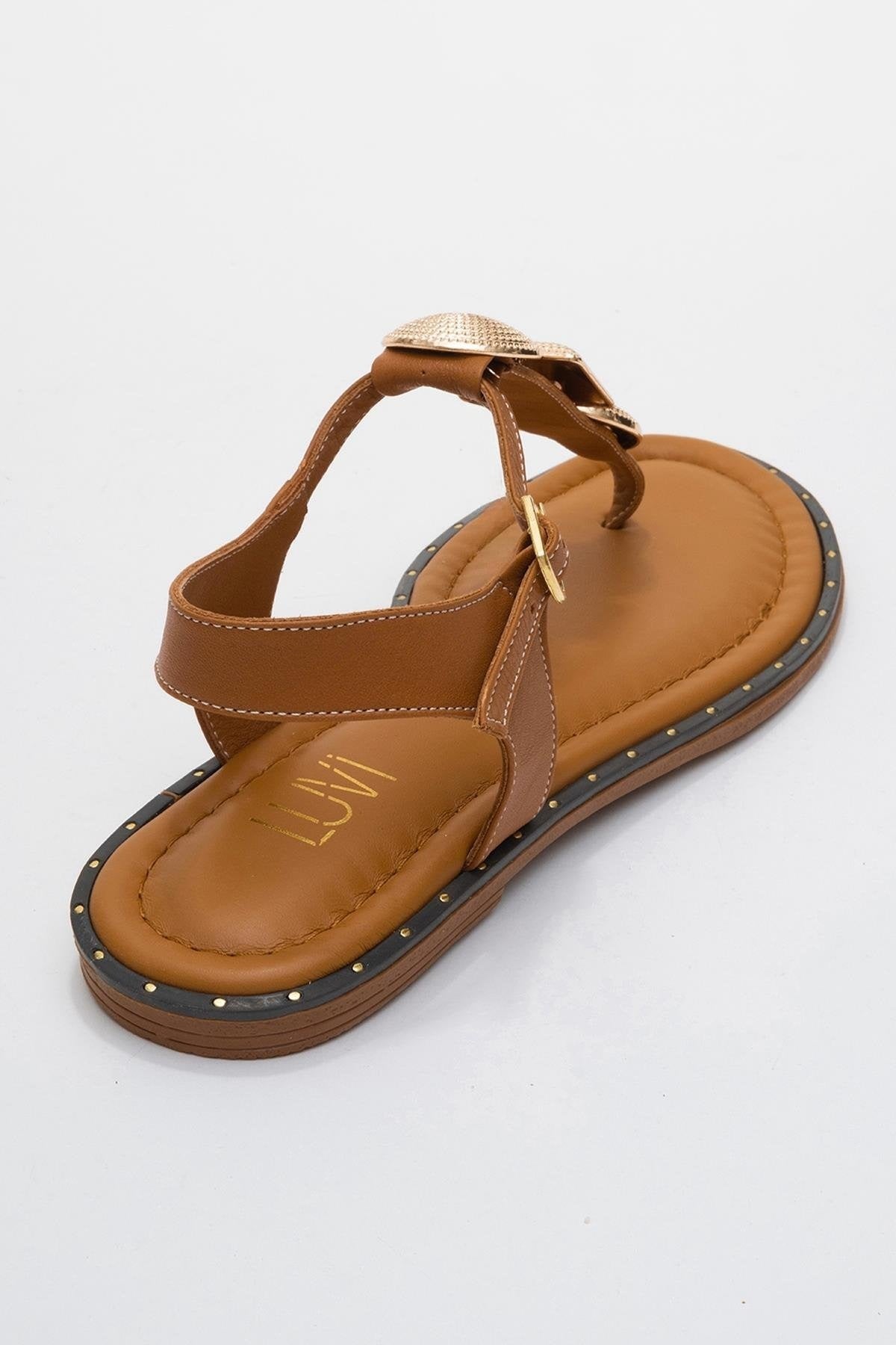 Giulia - Cognac Brown Leather Flat Sandal (Women)