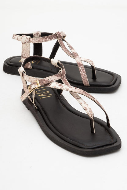 Morgana Brown Leather Thong Sandal (Women)