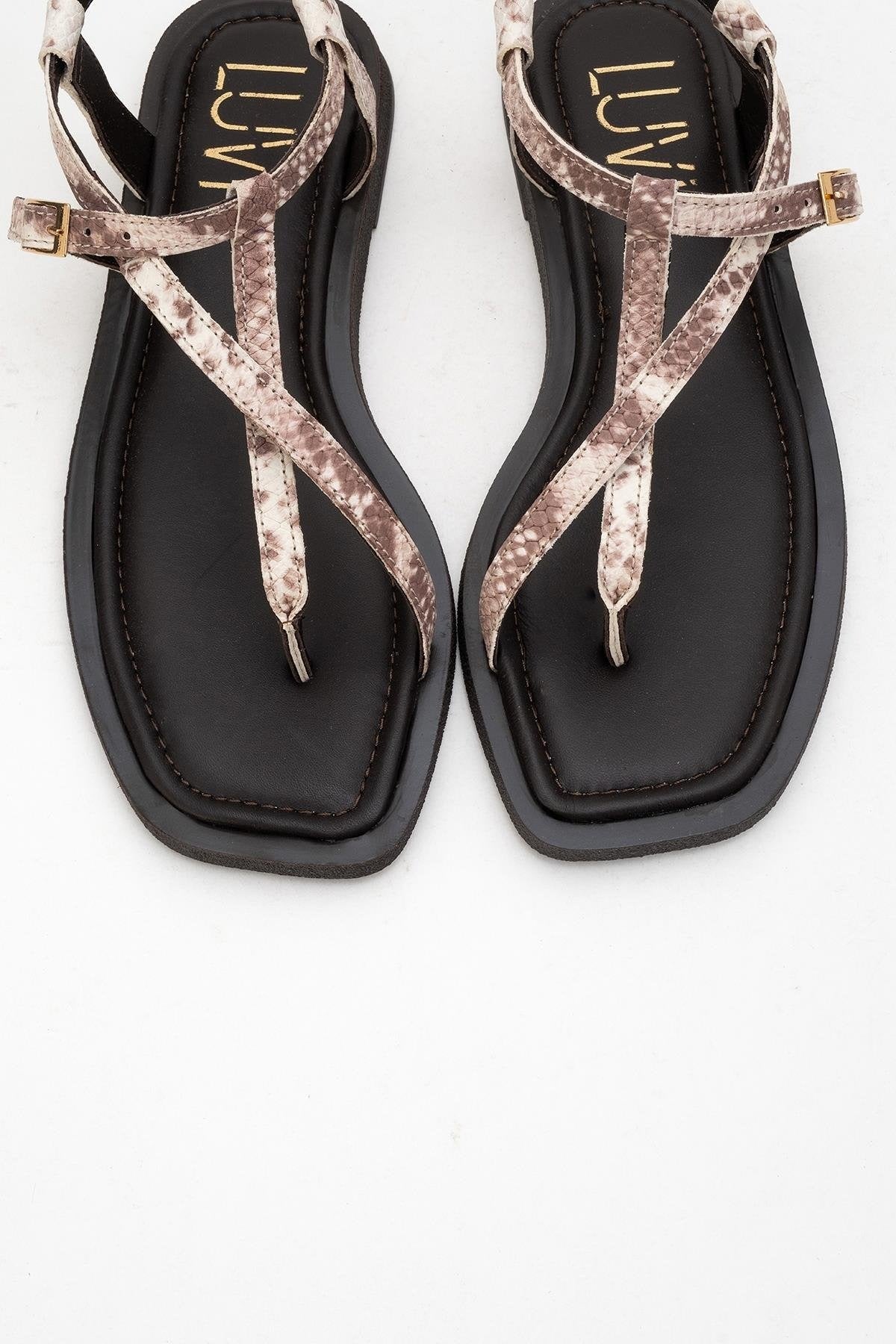 Morgana Brown Leather Thong Sandal (Women)