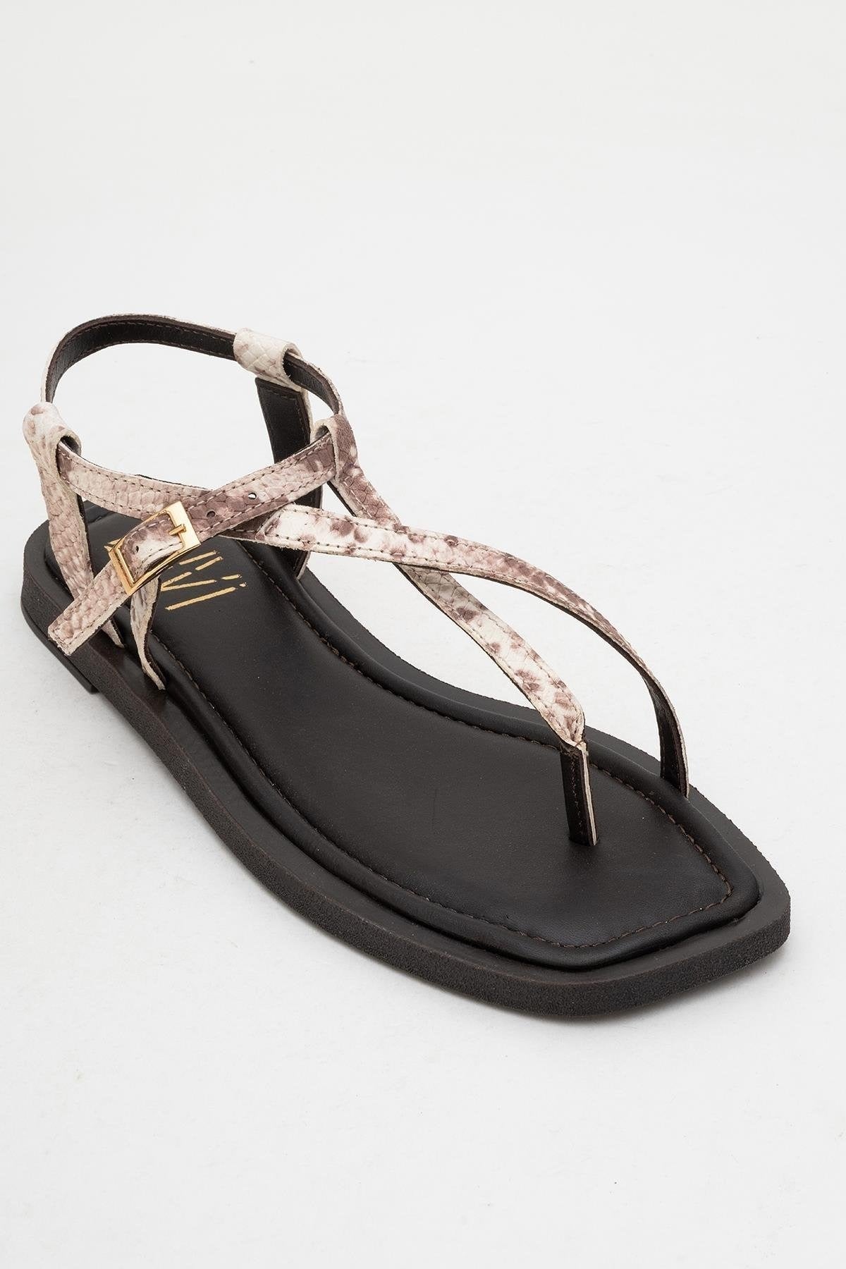 Morgana Brown Leather Thong Sandal (Women)