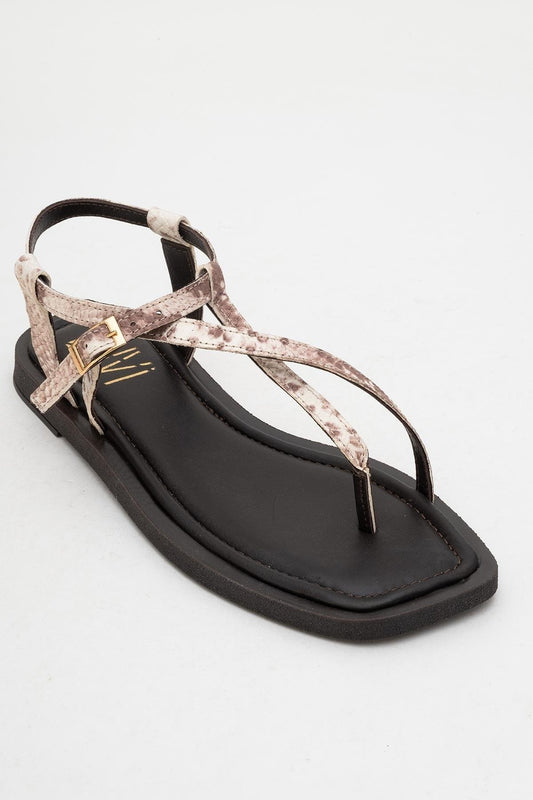 Morgana Brown Leather Thong Sandal (Women)