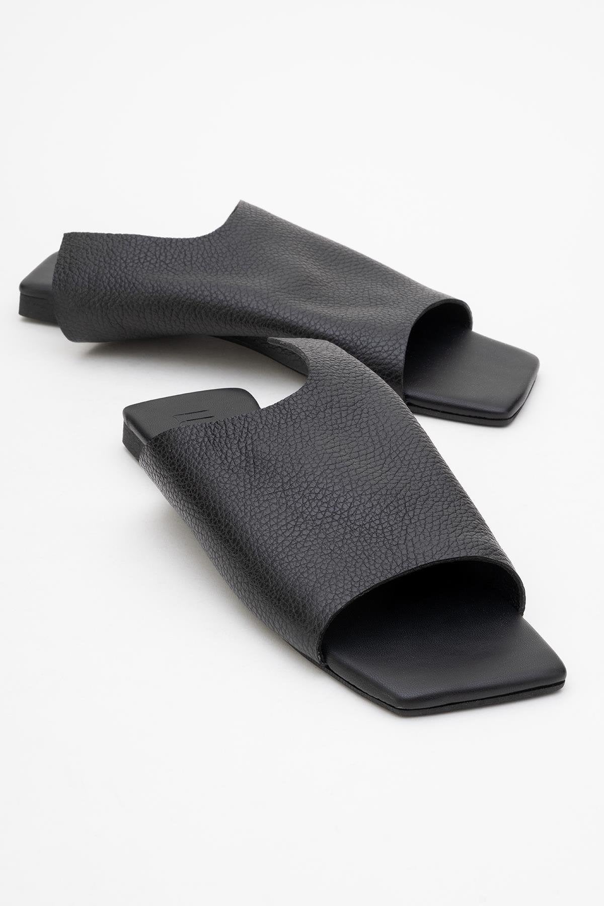 Orianna - Black Leather Slide Sandal (Women)