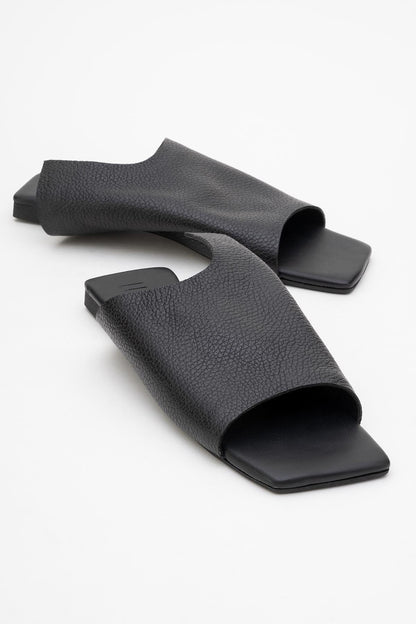 Orianna - Black Leather Slide Sandal (Women)