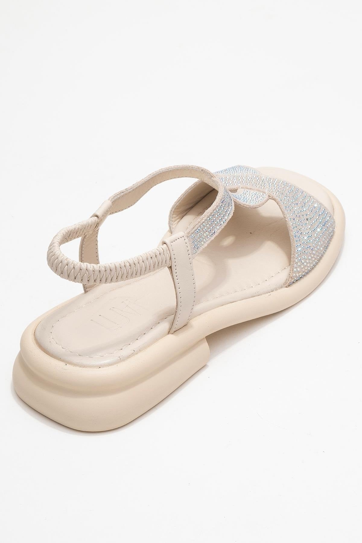 Sieglinde Light Beige Embellished Leather Sandal (Women)