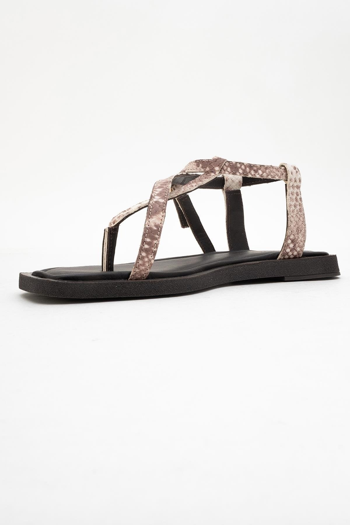 Morgana Brown Leather Thong Sandal (Women)
