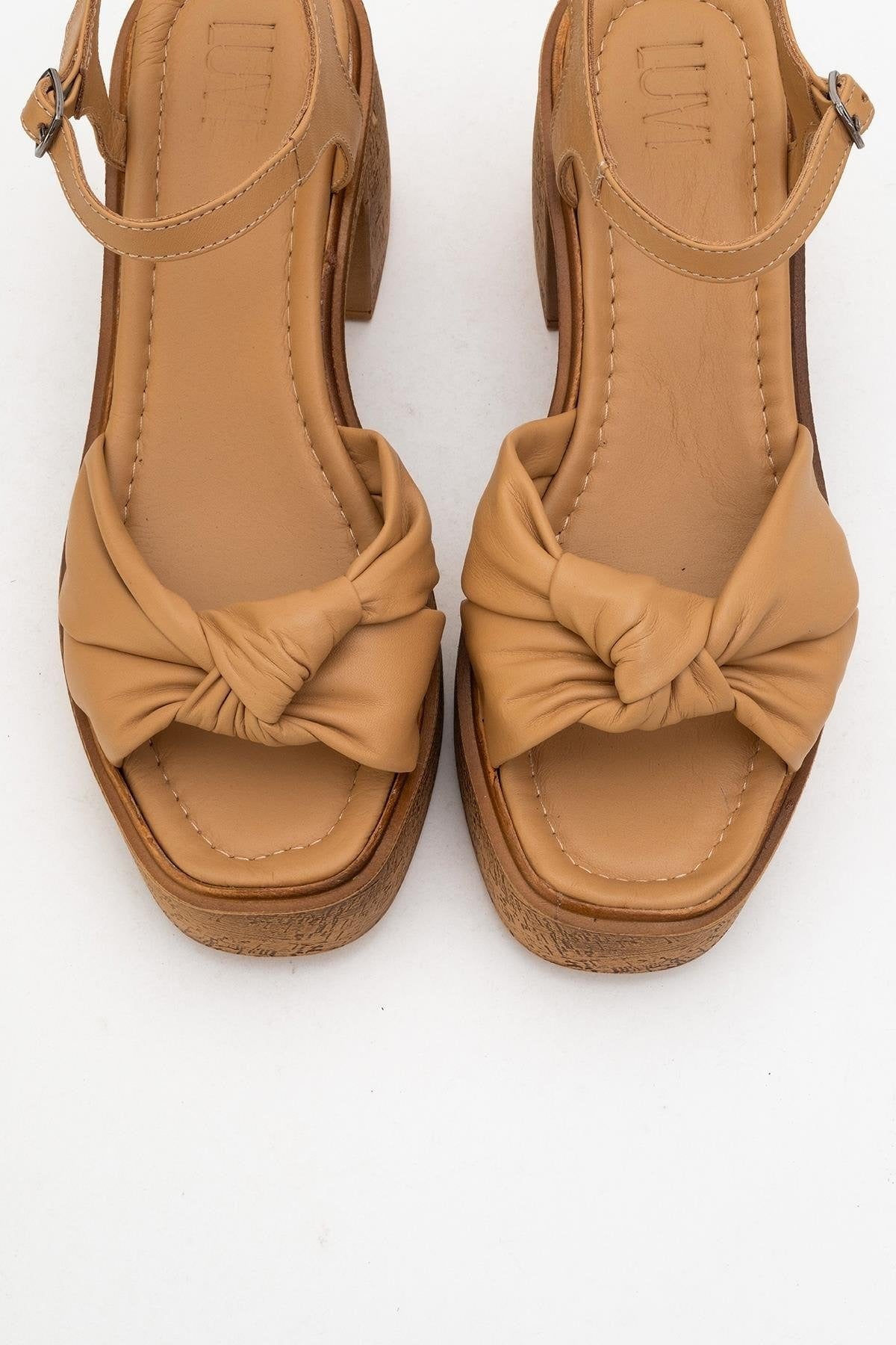 Tily - Cognac Platform Wedge Leather Sandal (Women)