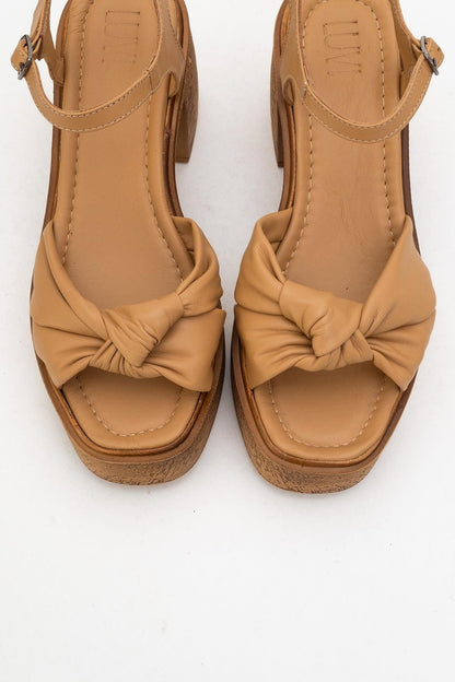 Tily - Cognac Platform Wedge Leather Sandal (Women)