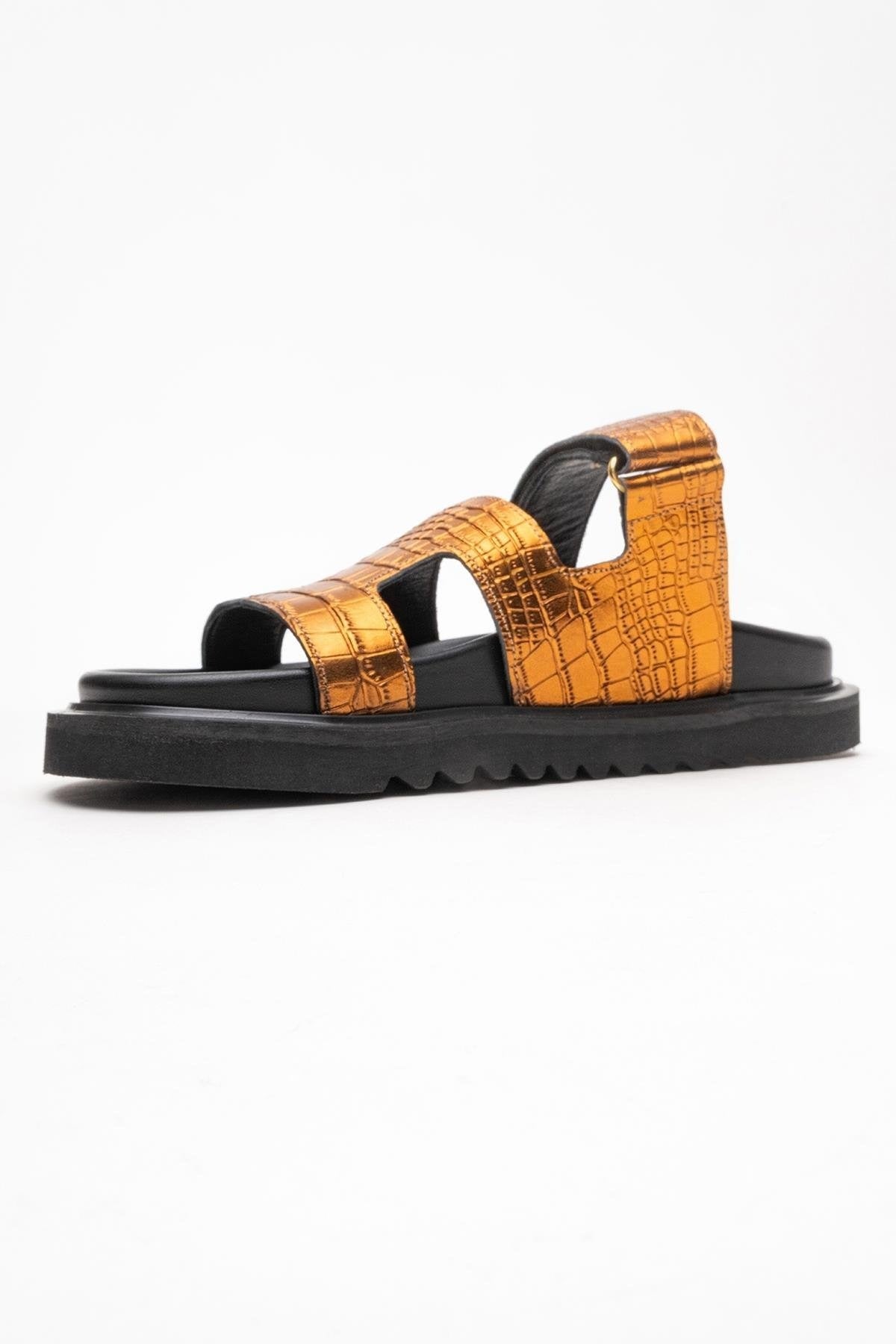 Loana Bronze Leather Slide Sandal (Women)