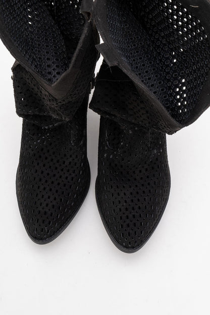 Larry Black Elasticated Block Heel Boot (Women)