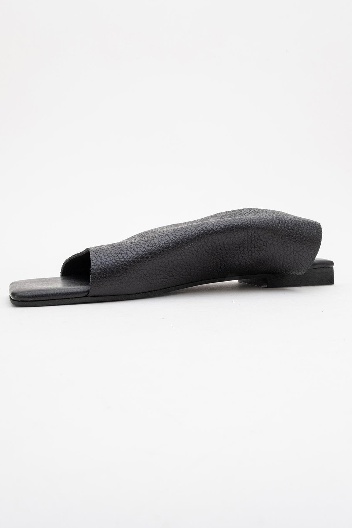 Orianna - Black Leather Slide Sandal (Women)