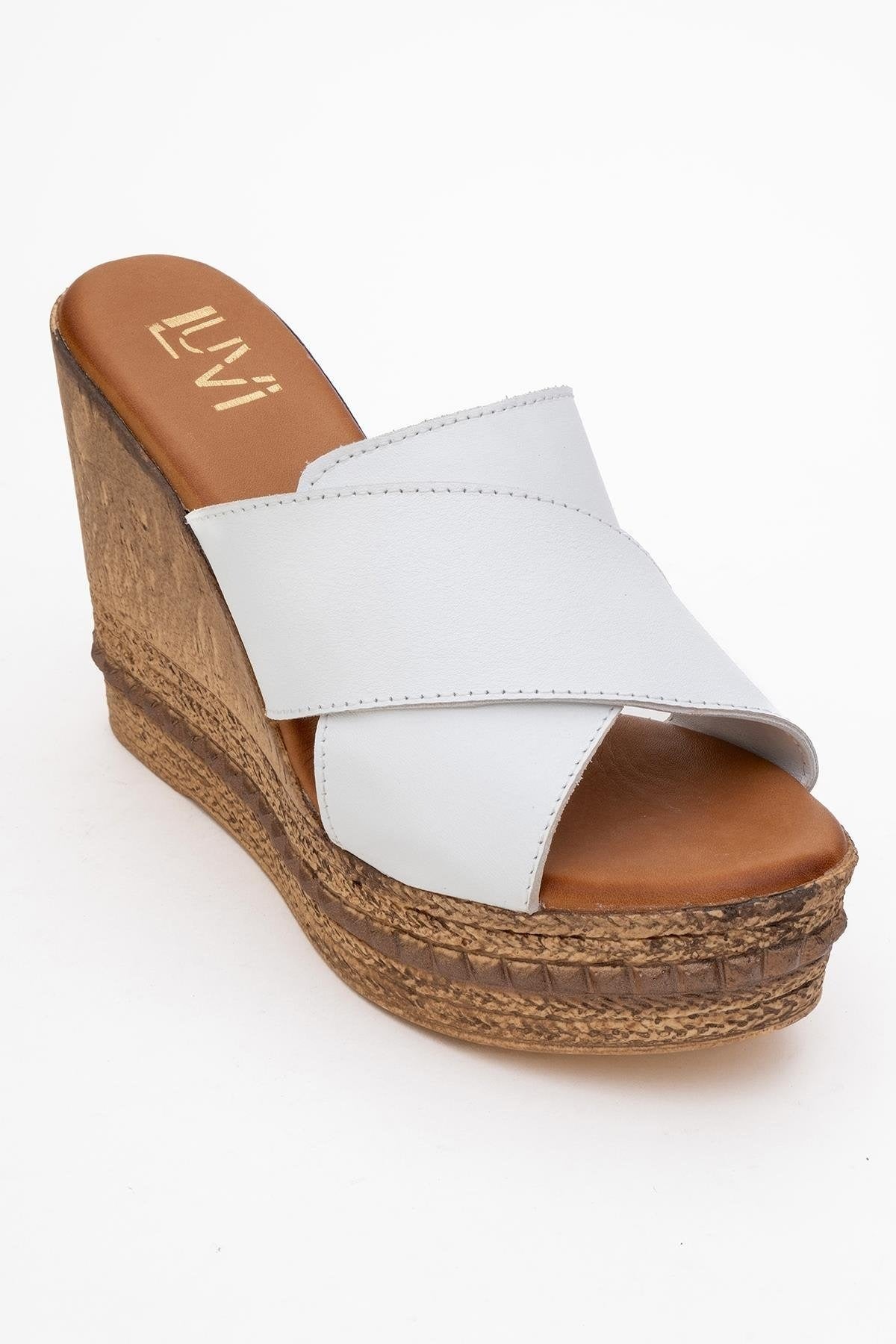 Lois - White Wedge Leather Sandal (Women)