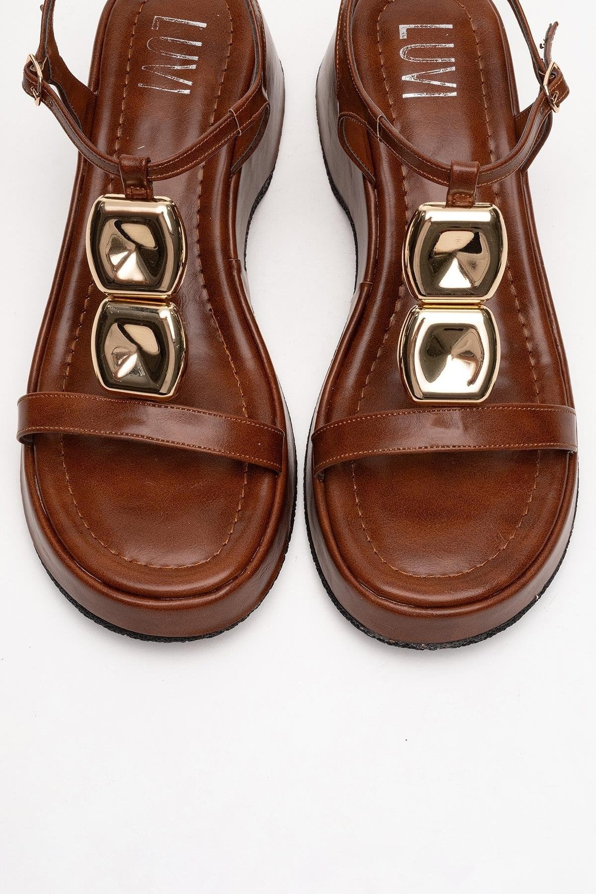 Kerry Cognac Brown Buckle Platform Slingback (Women)