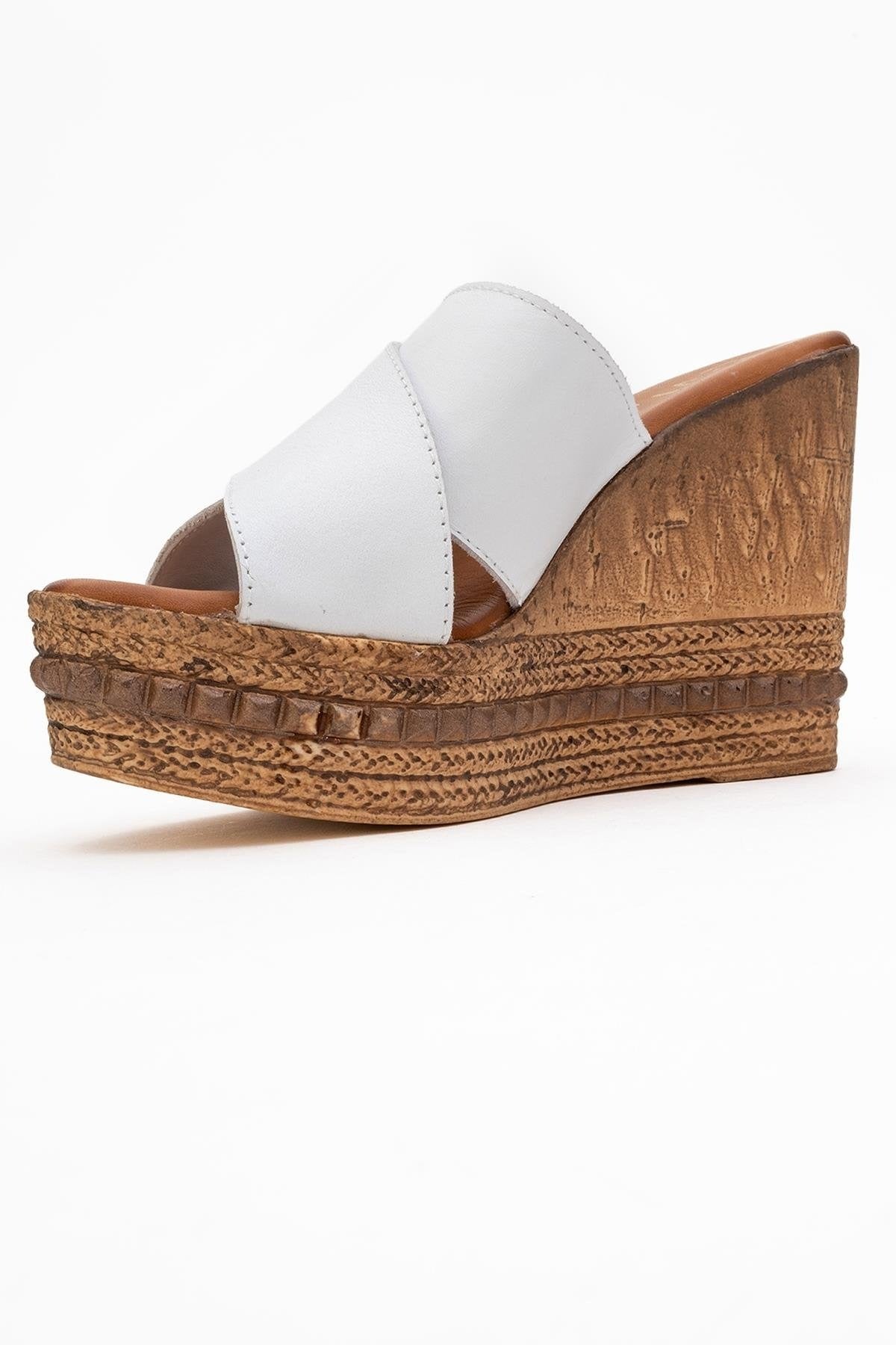 Lois - White Wedge Leather Sandal (Women)