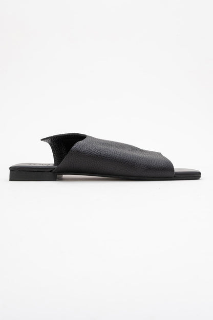 Orianna - Black Leather Slide Sandal (Women)