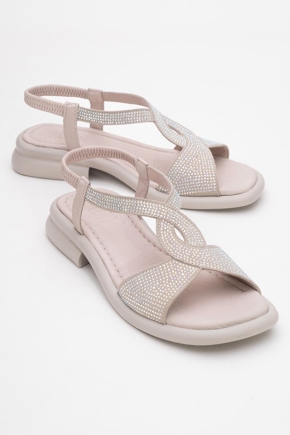 Sieglinde Light Pink Embellished Leather Sandal (Women)
