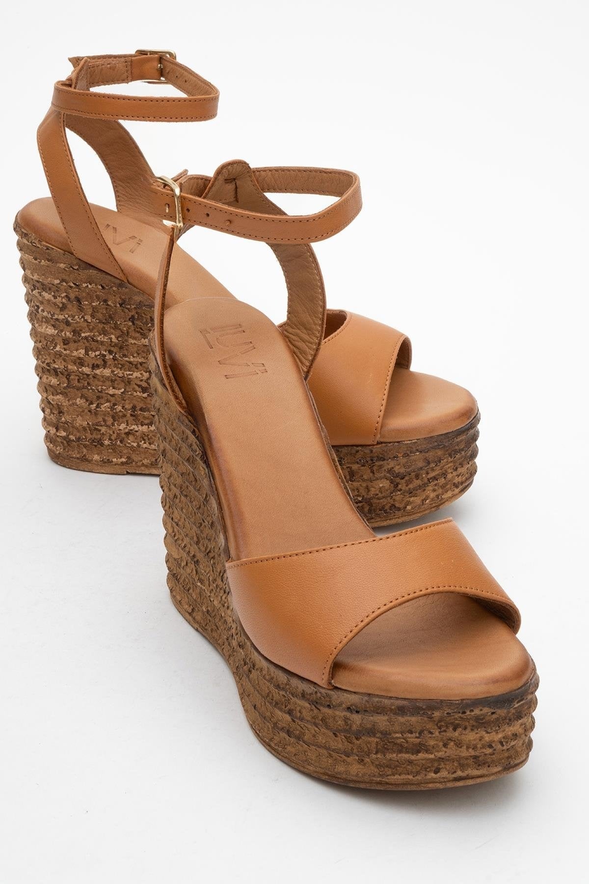 Elsie - Cognac Wedge Leather Sandal (Women)