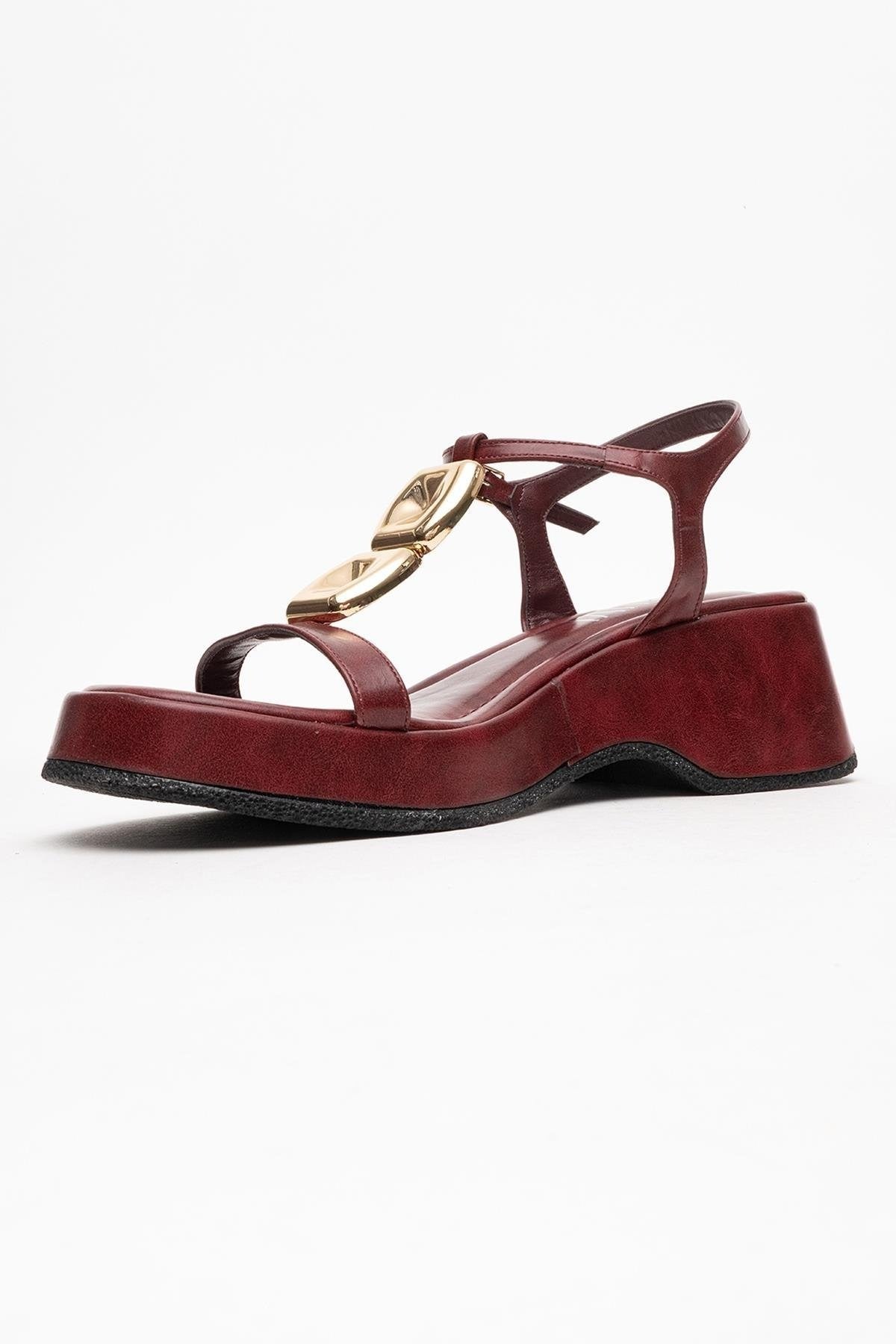 Kerry Burgundy Buckle Platform Slingback (Women)