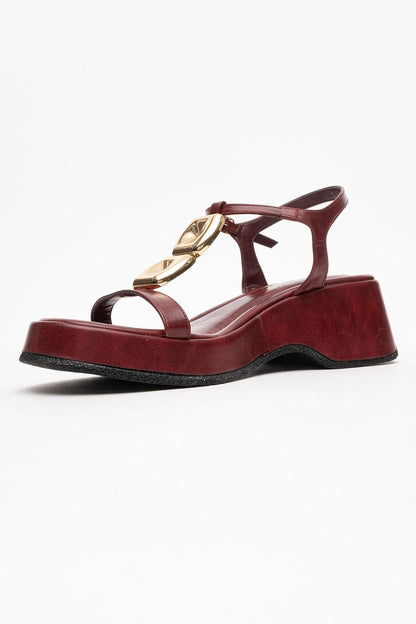 Kerry Burgundy Buckle Platform Slingback (Women)