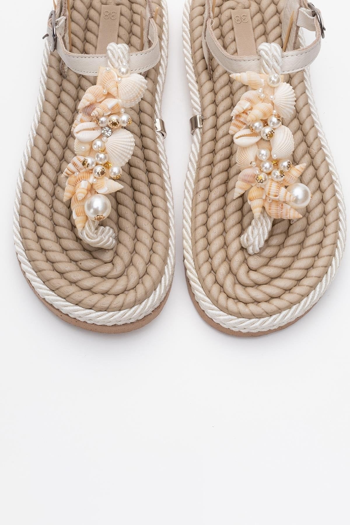 Lely Beige Leather Thong Sandal (Women)