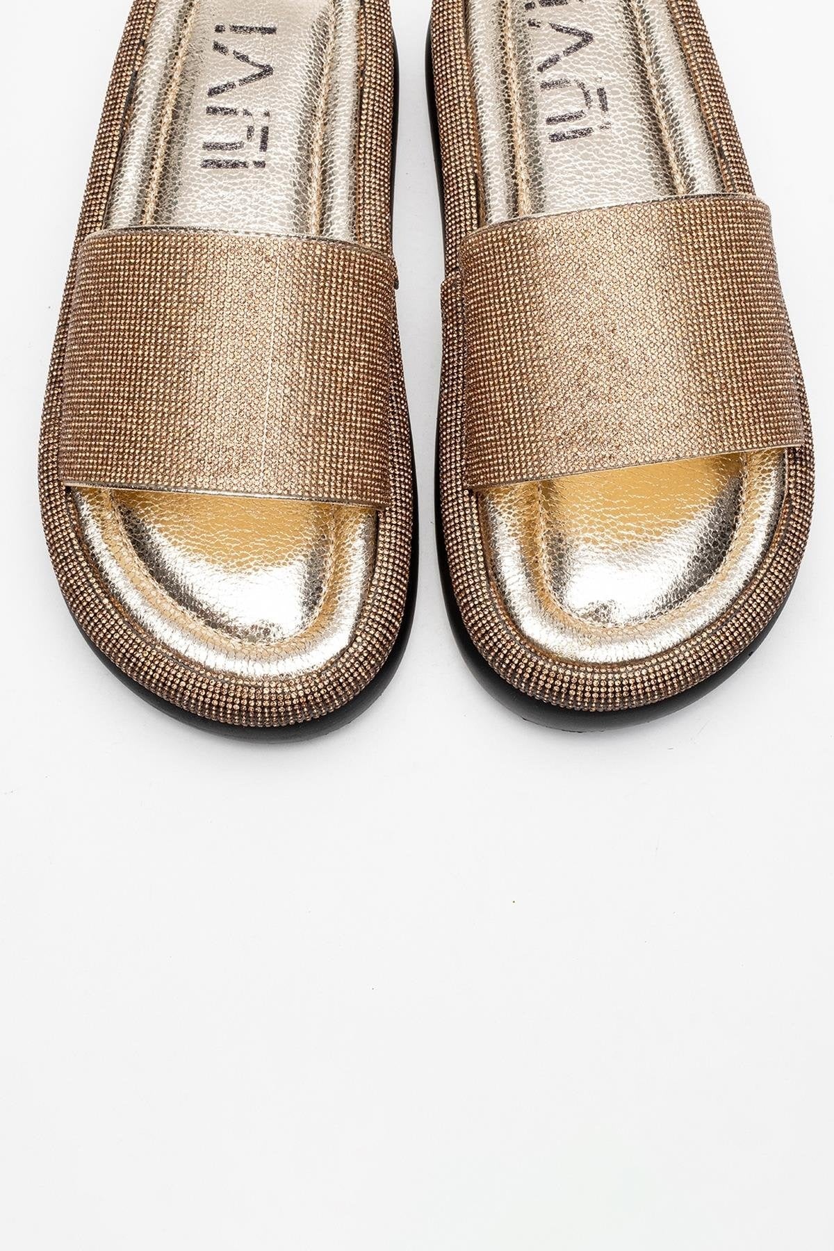 Oeste Gold Rhinestone Platform Slide (Women)