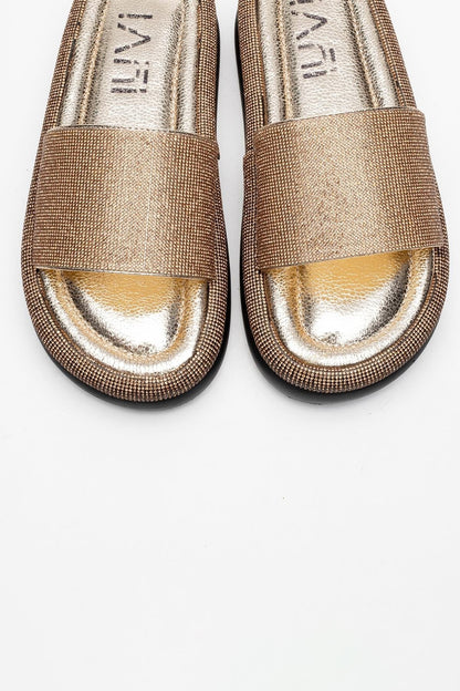 Oeste Gold Rhinestone Platform Slide (Women)