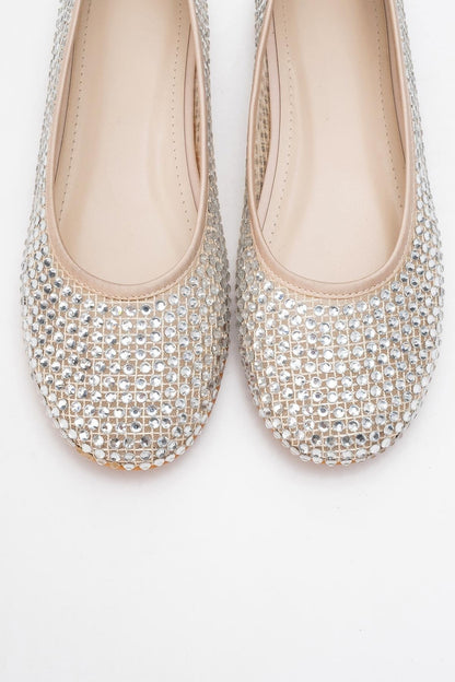 Runway Beige Mesh Embellished Ballet Flat (Women)