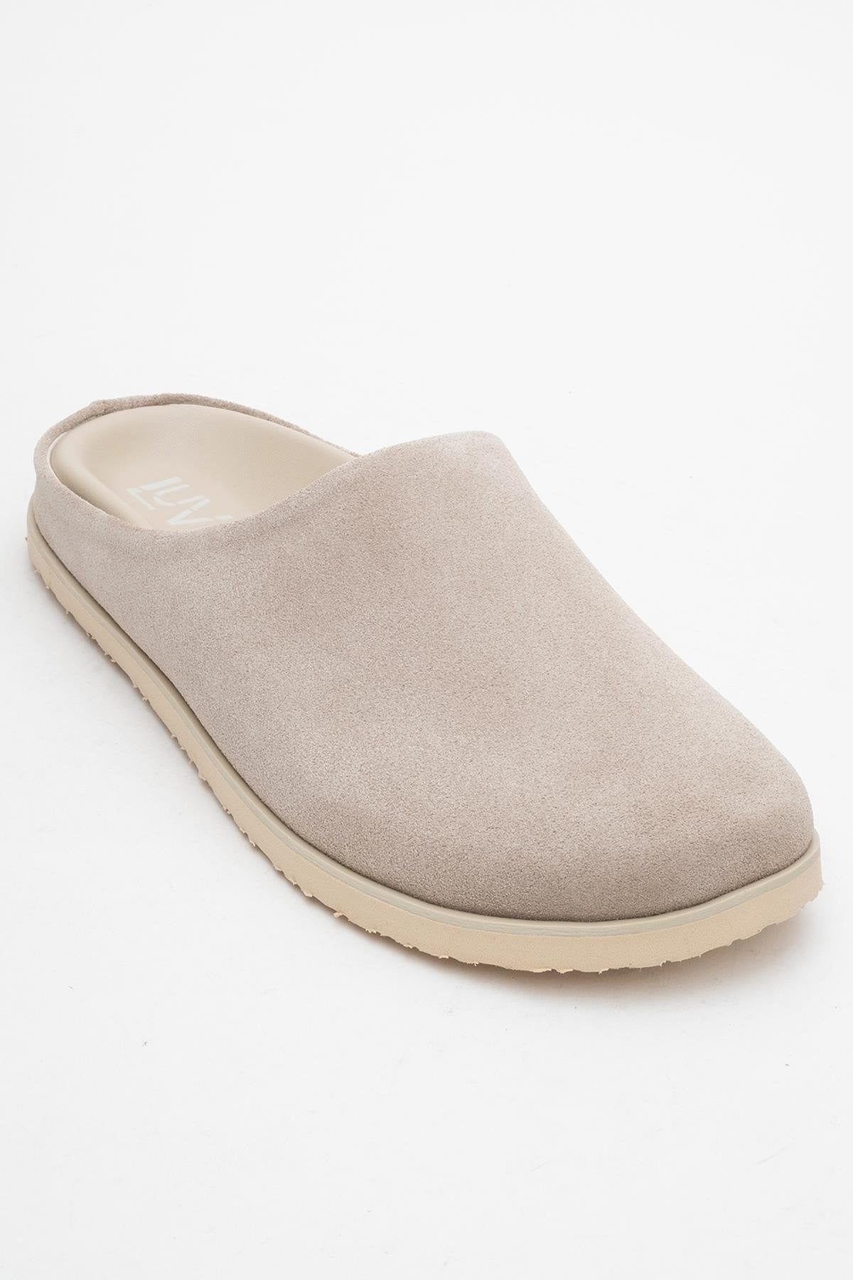 Space - Beige Suede Leather Slide Sandal (Women)