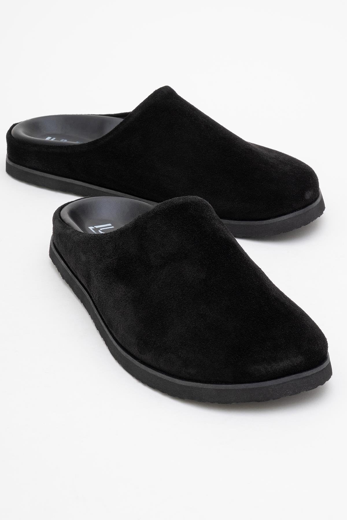 Space - Black Suede Leather Slide Sandal (Women)