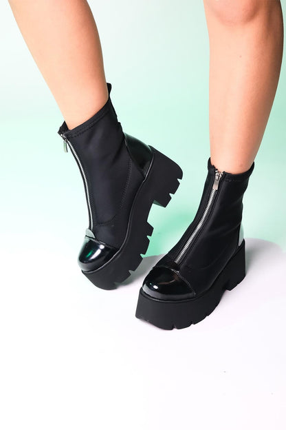 Bray Black Patent Chunky Boot (Women)