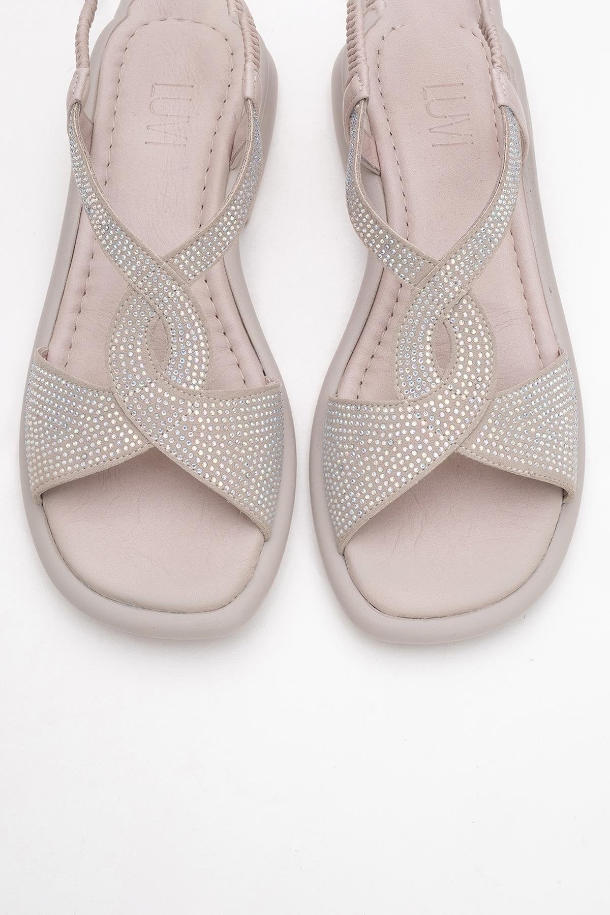Sieglinde Light Pink Embellished Leather Sandal (Women)