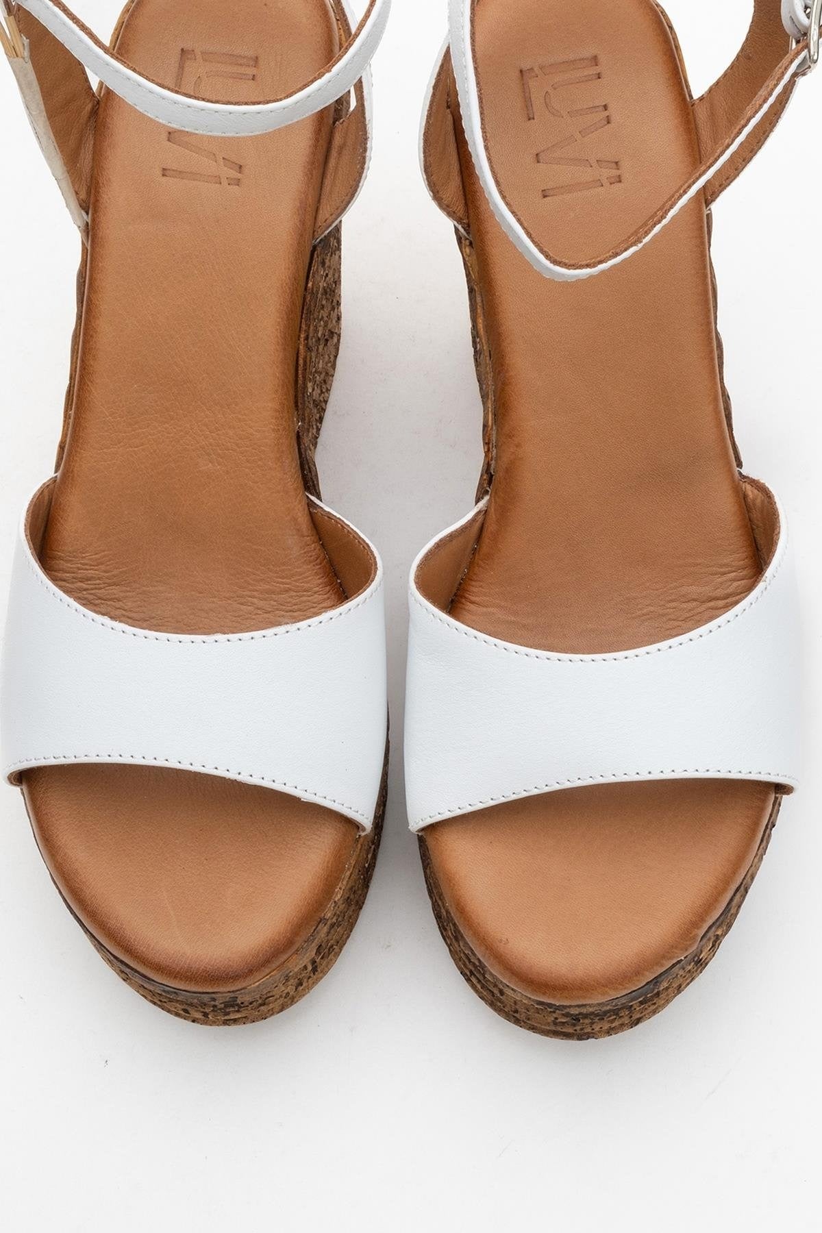 Elsie - White Wedge Leather Sandal (Women)