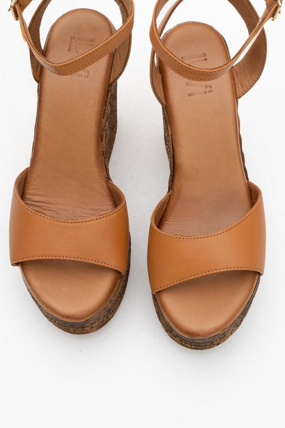 Elsie - Cognac Wedge Leather Sandal (Women)