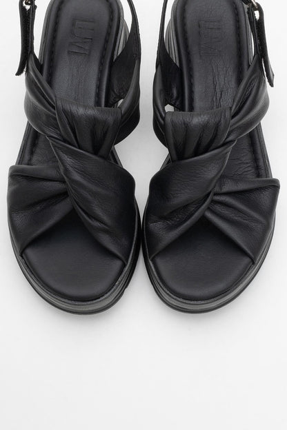 Oara - Black Leather Sandal (Women)