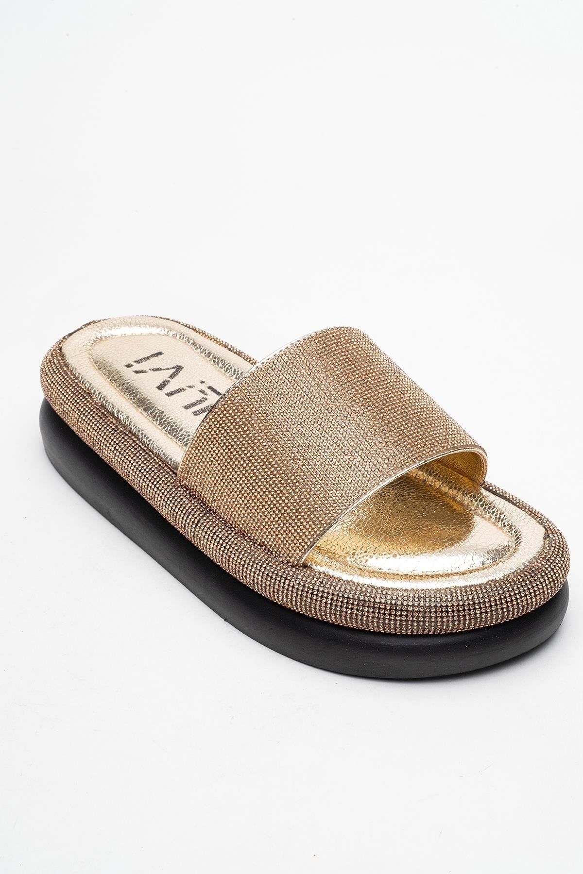 Oeste Gold Rhinestone Platform Slide (Women)