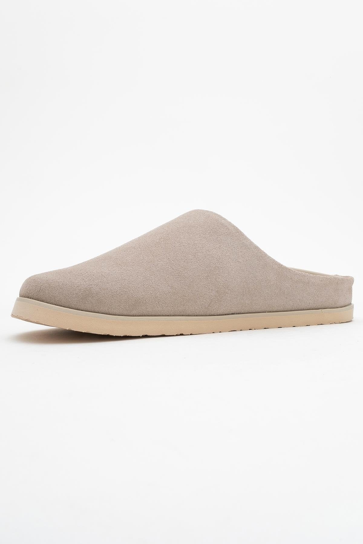 Space - Beige Suede Leather Slide Sandal (Women)
