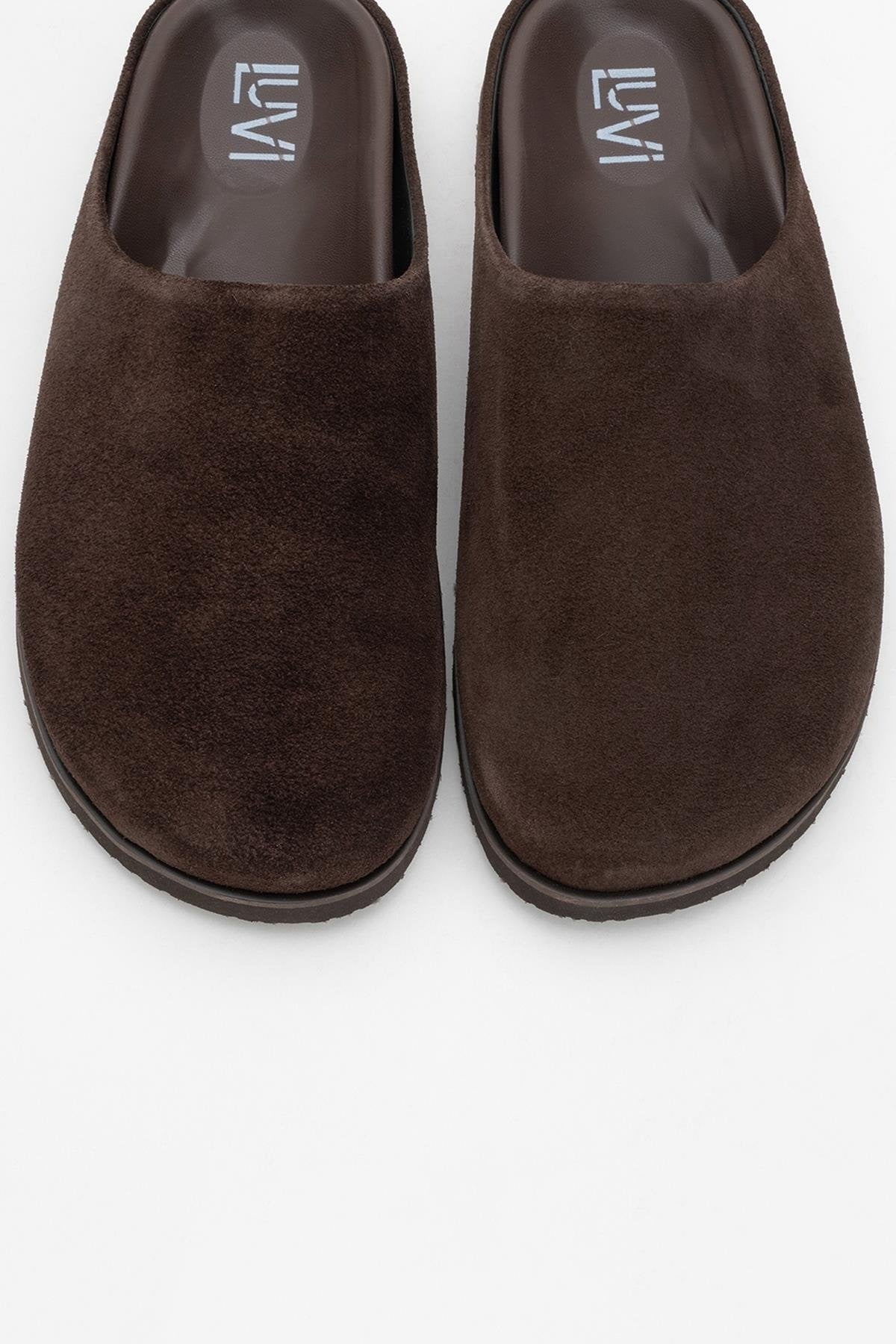 Space - Brown Suede Leather Slide Sandal (Women)