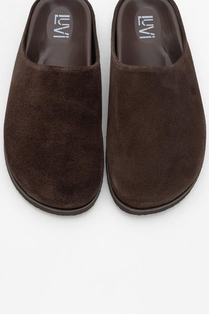 Space - Brown Suede Leather Slide Sandal (Women)