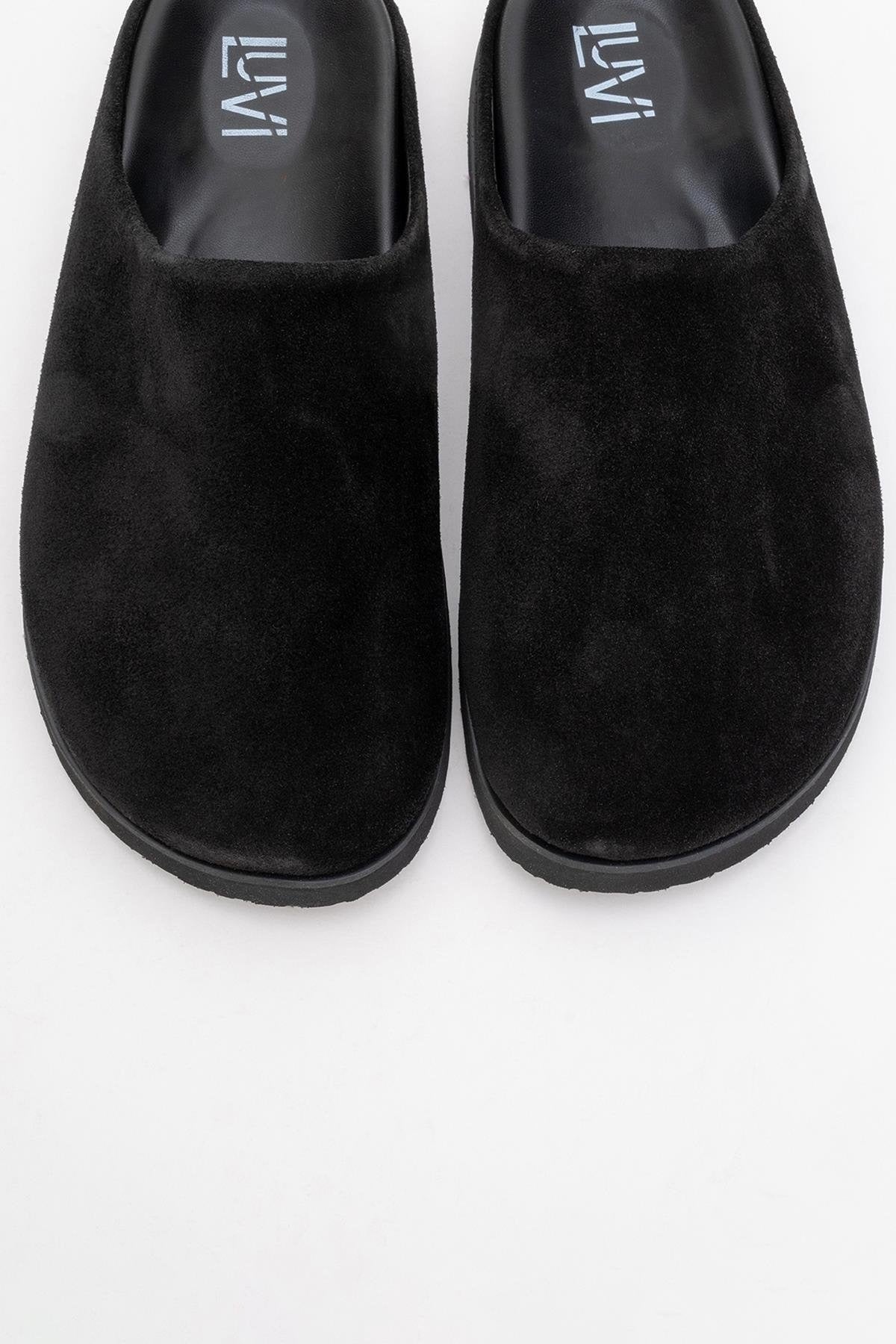 Space - Black Suede Leather Slide Sandal (Women)